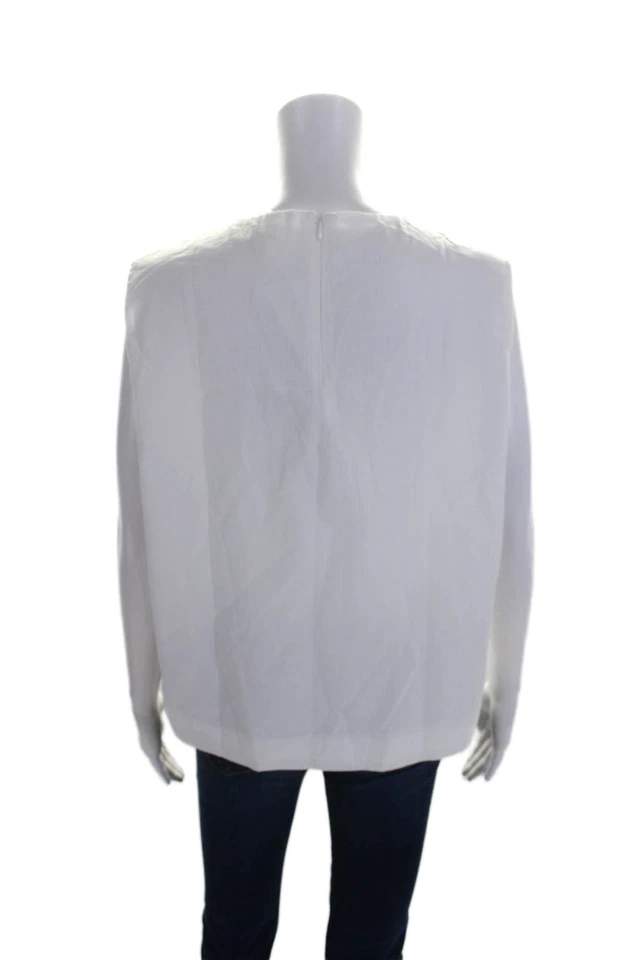 Blusa informal de negocios con textura sin mangas cuello redondo blanca talla 12 COS para mujer Foto 3 de 4