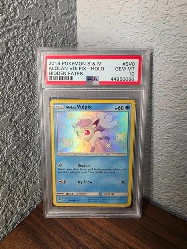 2019 POKEMON SUN & MOON HIDDEN FATES #SV8 ALOLAN VULPIX-HOLO PSA 10