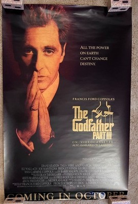 The Godfather Part III 1990 VHS Movie Poster 27x41.5 Al Pacino Diane Keaton RLD