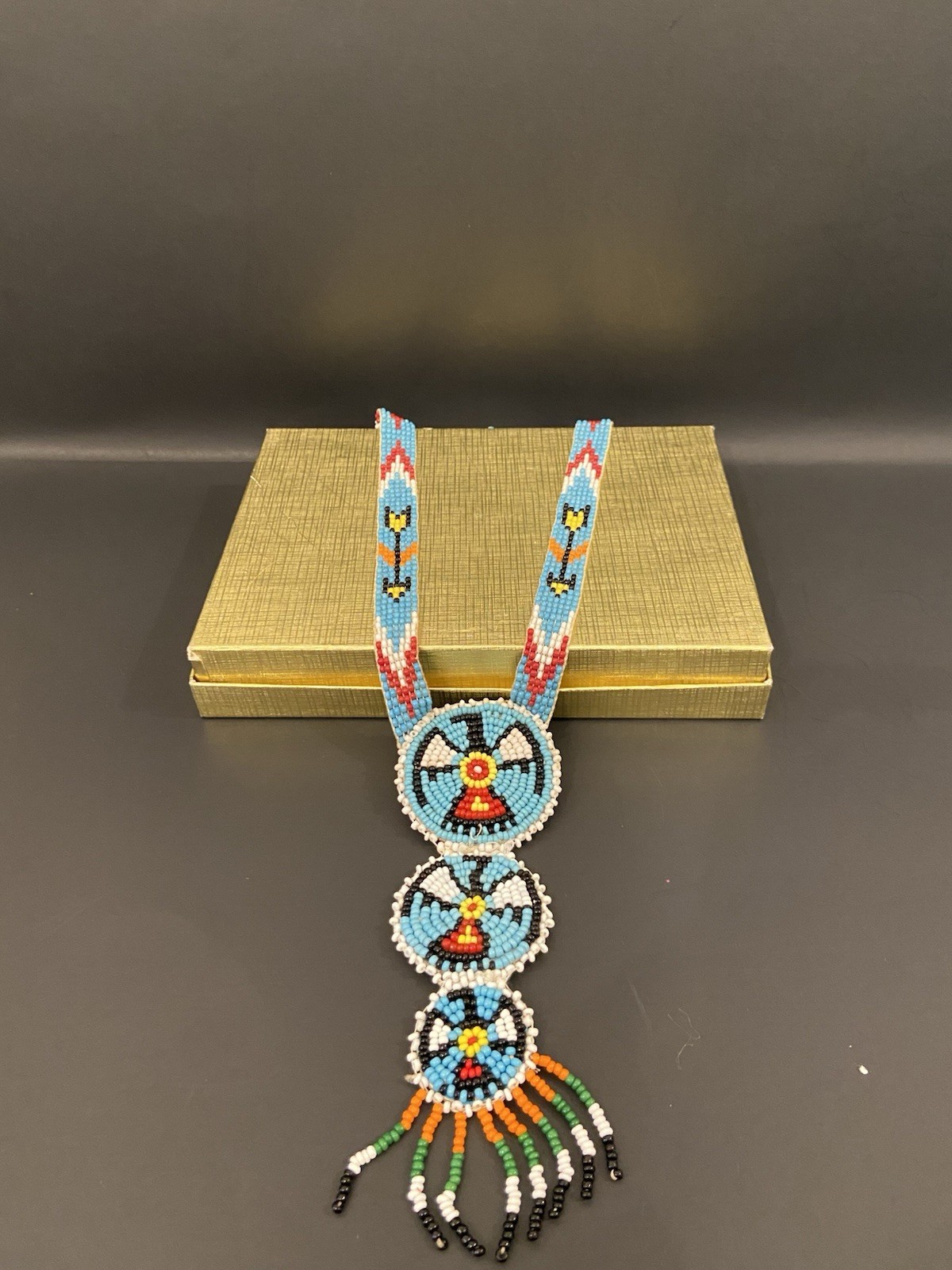 Native American Beaded Eagle Necklace - image 1