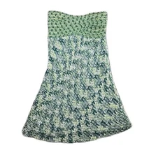 Missoni Mare Strapless Tube Dress Metallic Knit Green White Mini Women's 40 S
