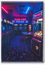 MÁQUINA GARRA ARCADE NEÓN AÑOS 80 SALA DE JUEGOS RETRO IMÁN 2x3 ENVÍO GRATUITO NES ATARI