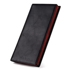Leather Checkbook Cover Wallet for Men with RFID Blocking, Mens Long Bifold C...