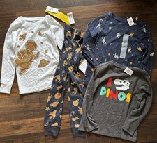 NWT Old Navy Boys Size 4T Pajamas Long Sleeve Shirts Lot Bundle Space Dinosaur