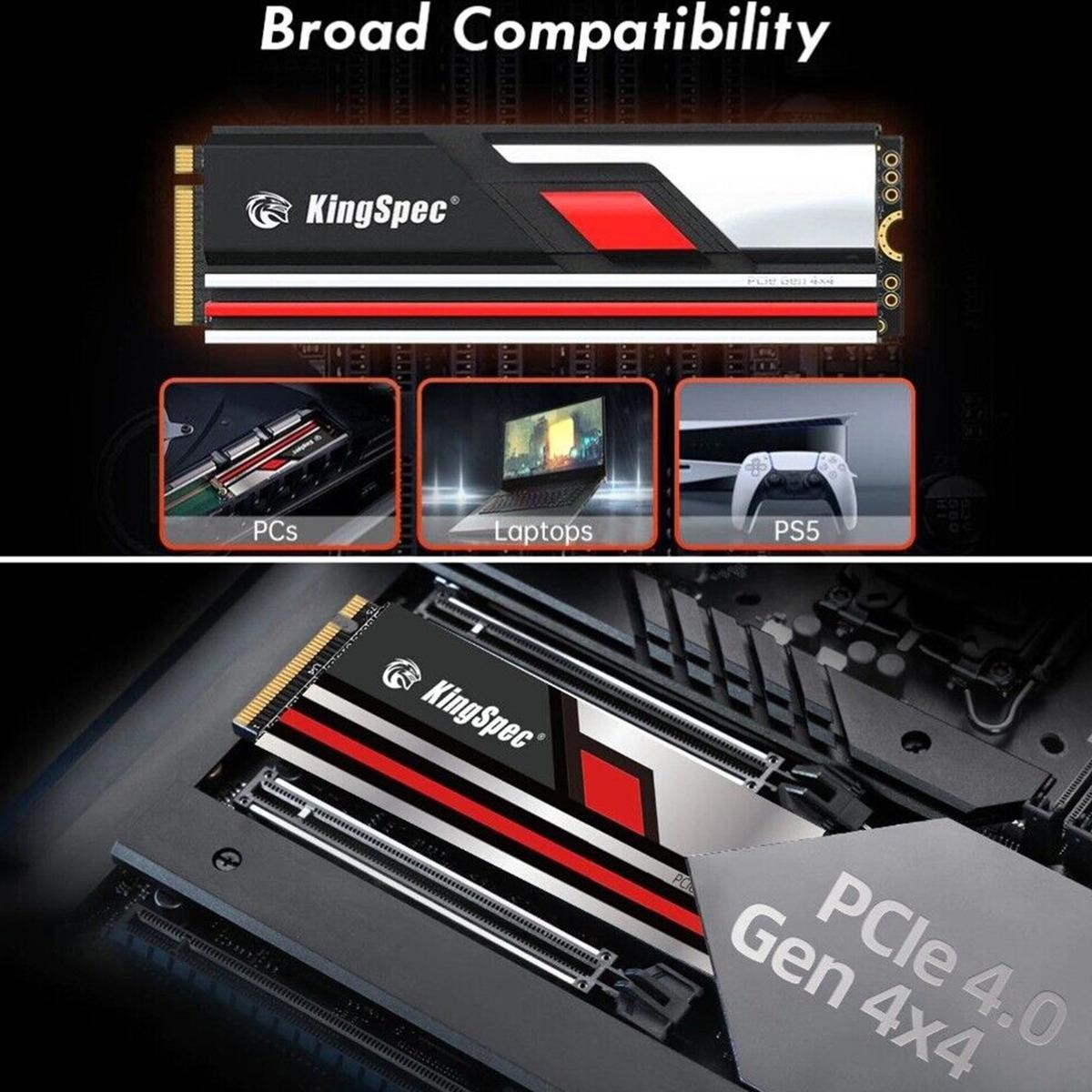 Ssd M.2 2280 2TB NVMe PCIe 4.0 High Performance Gaming Drive with Heatsink PS5