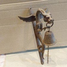 Vtg Cast Iron Florentine Dragon Gothic Doorbell Wall Mounted Sculpture Patina