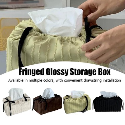 Polyester Tissue Box Cover Small Round/Large Rectangular Decor Home C0V8