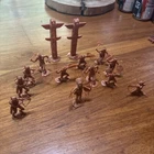 MARX LOT of 12 INDIANS+Totems 54mm VINTAGE FORT APACHE PLAYSET FIGURES ORANGE