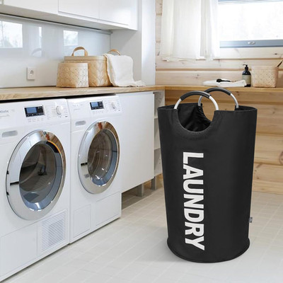 Fit A Week's Laundry In One - 90L Collapsible Tall Hamper Black.