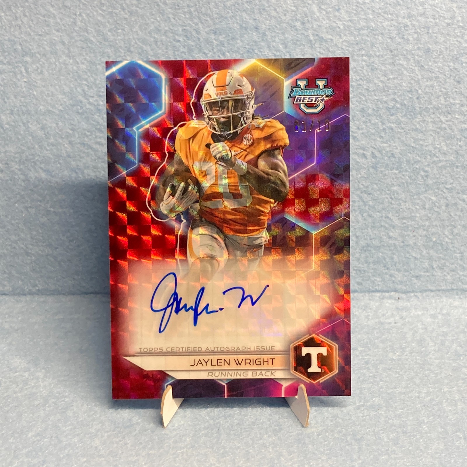 2023 Bowman's Best U Autographs / Jaylen Wright #BOA-JWR Red Geometric 01/10