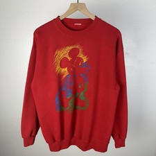 Vintage 90  s Disney Mickey Mouse Sketch Silhouette Drawing Sweatshirt Size Large