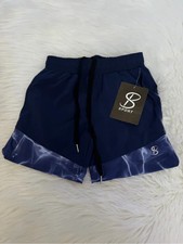 NEW wTag-S Sport Navy Athletic Shorts with Satin Trim XXS