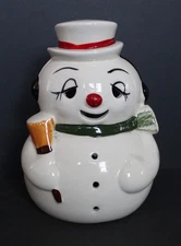 Vintage 8" Ceramic Snowman Winter Christmas Candle Cover
