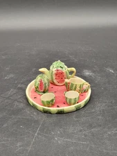 Miniature Tea Set Vintage Watermelon Retro Mini Resin 8 Pcs - No Coasters 