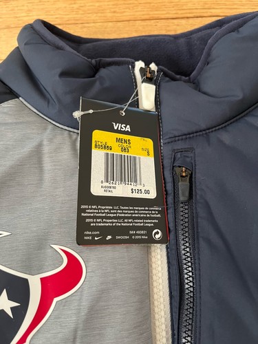 Nike Full Zip Sideline Vest Houston Texans Mens Small NWT NFL Training - Picture 8 of 13