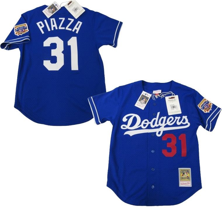 1997 Mike Piazza #31 LA Dodgers Mens M Mitchell & Ness Authentic BP Jersey $130