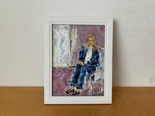 Portrait de jeune femme peinture huile sur carton peint peinture romantique figurative - Photo 1/10