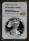 1993-P (PF70) Proof American Silver Eagle $1 ASE NGC