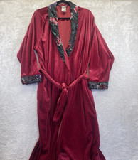 Cinema Etoile Red Velour Robe Women XL Satin Trim Elegant Classic Loungewear VTG