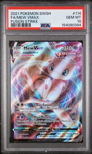2021 POKEMON SWORD & SHIELD FUSION STRIKE #114 FULL ART/MEW VMAX PSA 10