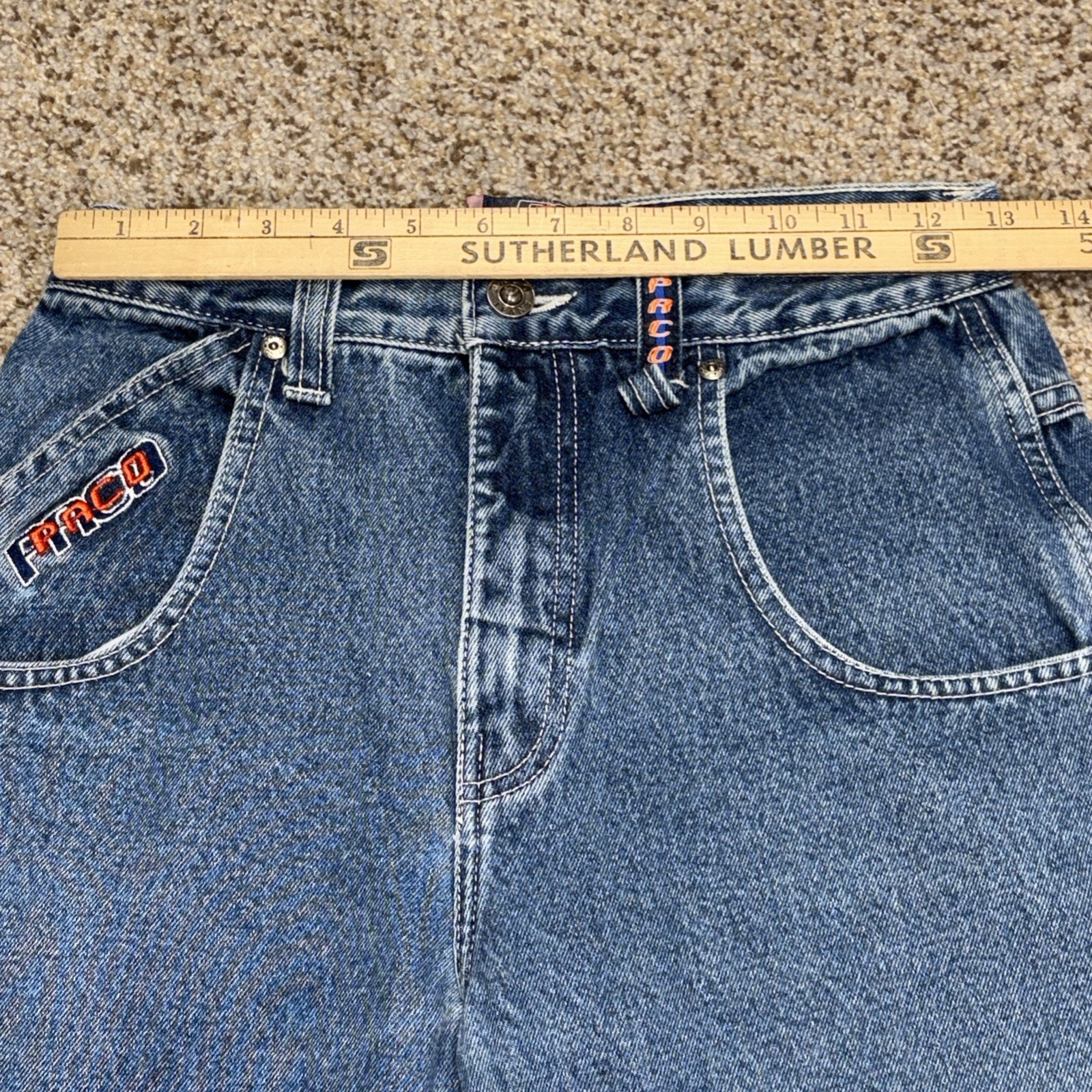 Vintage Y2K Paco Denim Wide Leg Skater Carpenter Jeans Boys Sz 12 Fits 26 X 26 - View 9