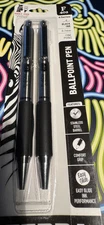 Zebra Pen F-402 Ballpoint Stainless Steel Retractable Pen Fine Point Black 2-Pk