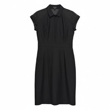 Ann Taylor Sheath Dress Women 2 Black Sheer Yoke Professional Career LBD Cap Sle