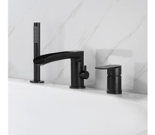 Waterfall Roman Tub Faucet with Hand Shower, Widespread Deck Mount Bathtub Fa...