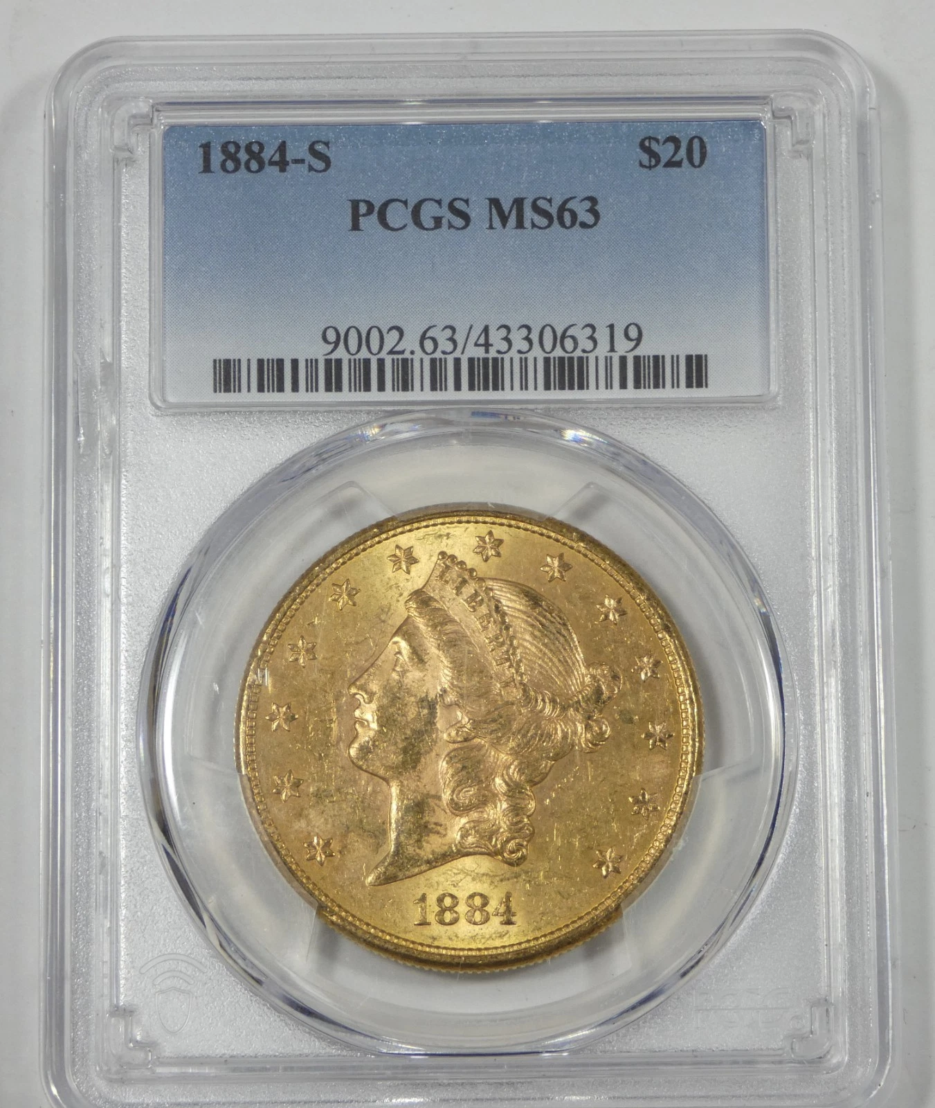 1884-S GOLD Liberty Head $20 Double Eagle CERTIFIED PCGS MS 63