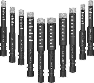 10 PCS Black Dry Diamond Drill Bits Set, Hex Shank Diamond Hole Saw Kit with ...
