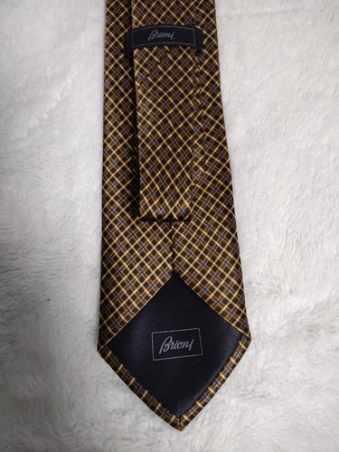 BRIONI Multicolor Geometric Handmade Italy Silk Neck Tie - Picture 7 of 8