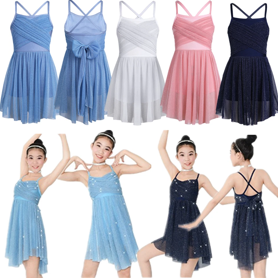 UK Girls Performing Mesh Tutus Ballet Lyrical Modern Dance Dress Gym Costumes - Image 2 of 2