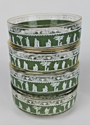 Set of 4 Wedgewood Green Greek Jeanette Hellenic Salad, Dessert, or Nut Bowls