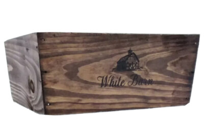 1 Bath Body Works White Barn BROWN WOOD CRATE Tray Gift Box Set Basket Candle