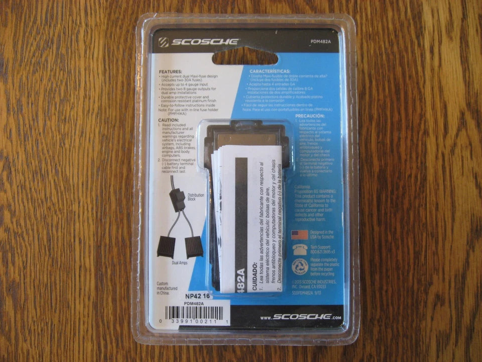 Scosche PDM482 Fused Distribution Block for Dual Amps, 2 Output, Platinum Finish - Image 2 of 4