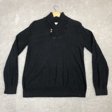 River Island Jumper Sweater Mens M Medium Black Pullover Shawl Neck Cotton
