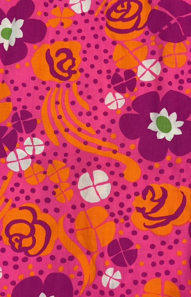 Maxi Vestido Floral Psicodélico Hawaiano Playa Halter Rosa XS Vintage Años 60 70 Foto 4 de 4