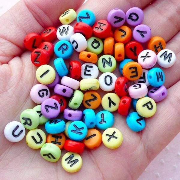 400 Mix Colour Alphabet Letter Beads 6.5mm Acrylic Jewellery Making Beads - Image 3 of 4