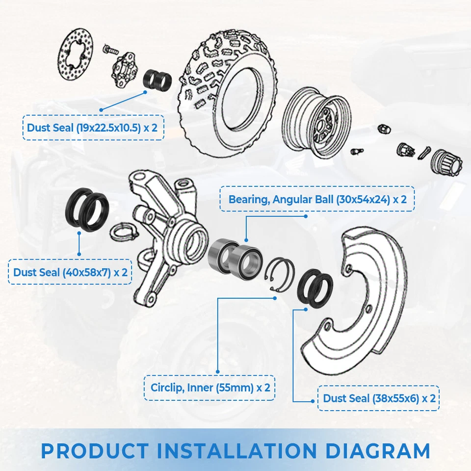 Front Wheel Bearing & Seals for Honda Foreman Rubicon 400 450 500 Rincon 650 680 - Image 3 of 4