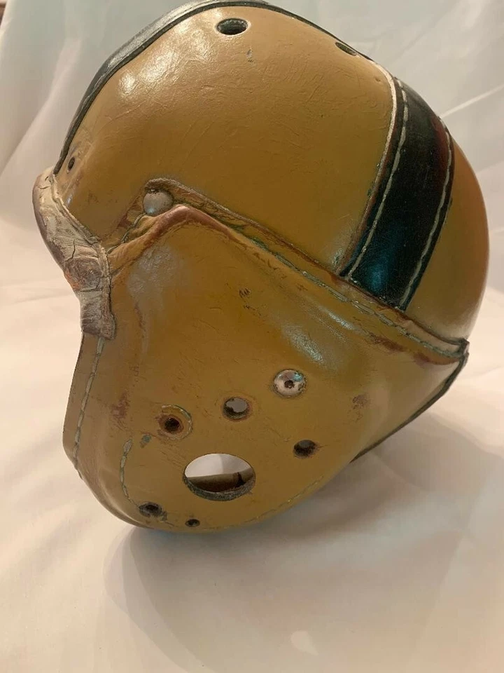1940's vintage all leather heavy Mac Gregor model H61 football helmet - Image 3 of 4