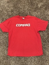 Vintage COMPAQ Computers Logo Hanes Heavyweight Size XL Red T-Shirt