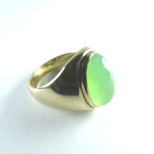 eleganter alter Gold Ring Jadeite Jade Jadering Goldring Goldschmied Punze 1950 - Bild 5 von 6