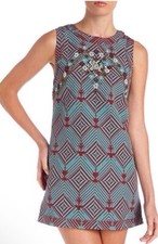 Free People Dress Women XS New Romantics Mini Tunic Geometric Tribal Embellished