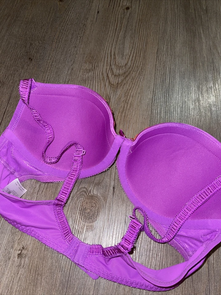 Freya Structured Underwire Bra Size 34D Gorgeous Purple With Orange Lace - Image 3 of 4