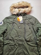 Alpha Industries Womens Size M Polar Jacket Dark Green Parka Bnwt Faux Fur Hood