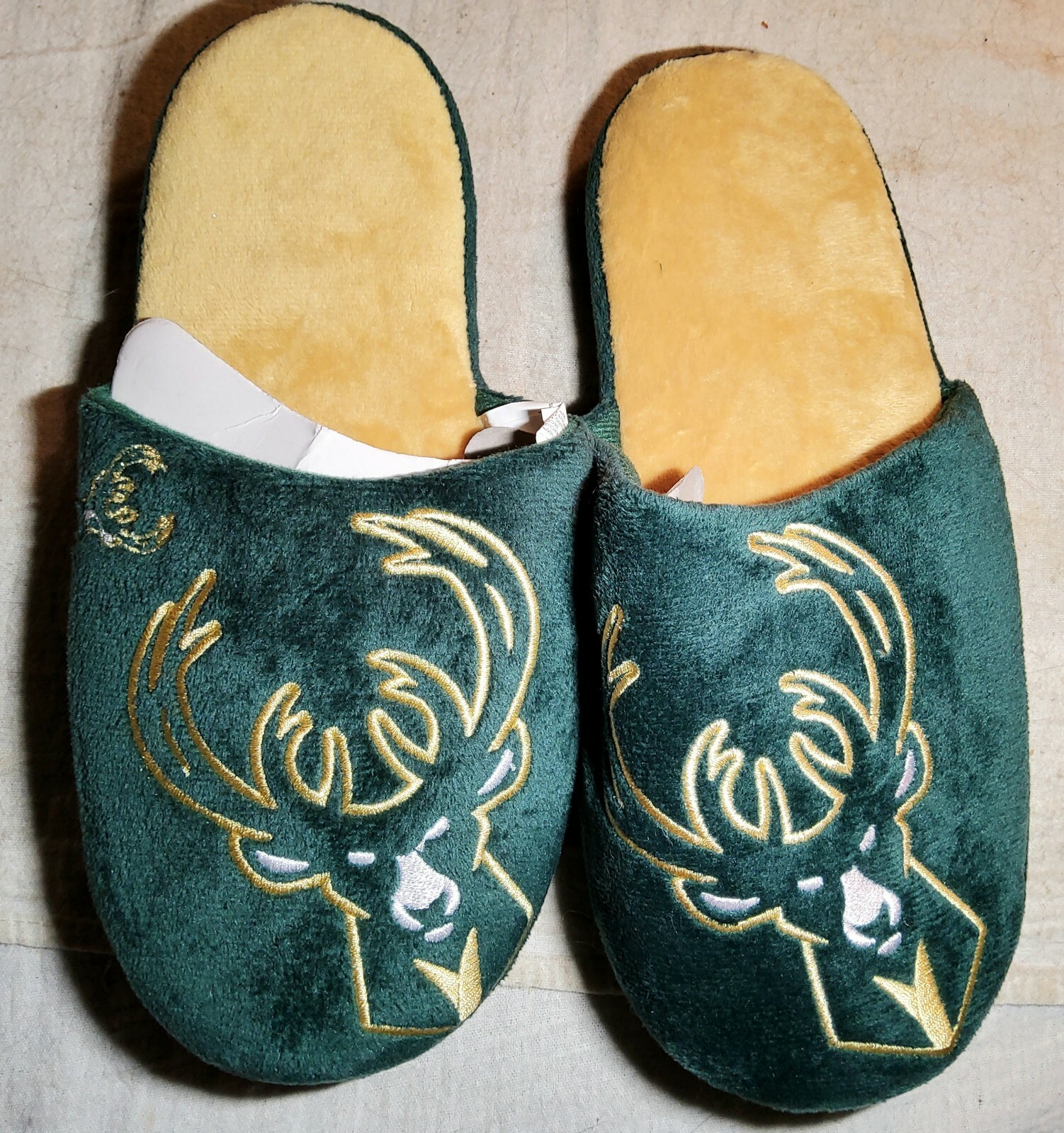 PANTOFOLA D’ORO PANTOFOLE NUOVE MAI USATE MARCA FOCO TAGLIA UOMO S (7 8) SENZA RETRO con TESTE DI STAG