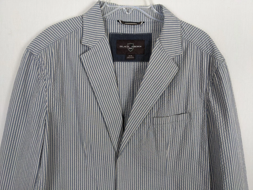 Blazer Negro Marrón 1826 Azul y Blanco Rayas Ligero Dos Botones Talla XL Foto 3 de 4