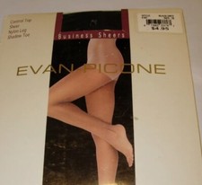 WOMENS EVAN PICONE CONTROL TOP BLACK ONYX STOCKINGS PANTYHOSE NYLONS SIZE 3