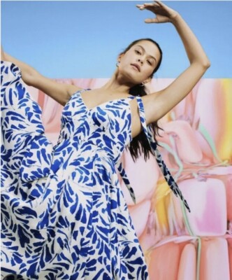 Alexis For Target Asymmetrical Botanical Tie Sleeves Dress-Sz~M~Beautiful