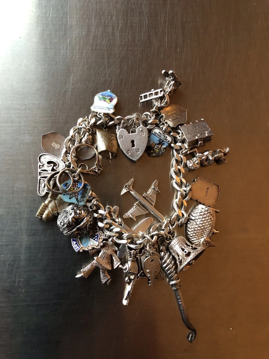 Fantastic 1940's Solid Sterling Silver Western Charm Bracelet Made in -  Ruby Lane